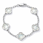 Bracelet Argent Trèfle des Oasis : Blanc