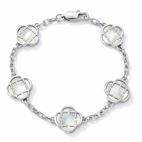 Bracelet Argent Trèfle des Oasis : Blanc