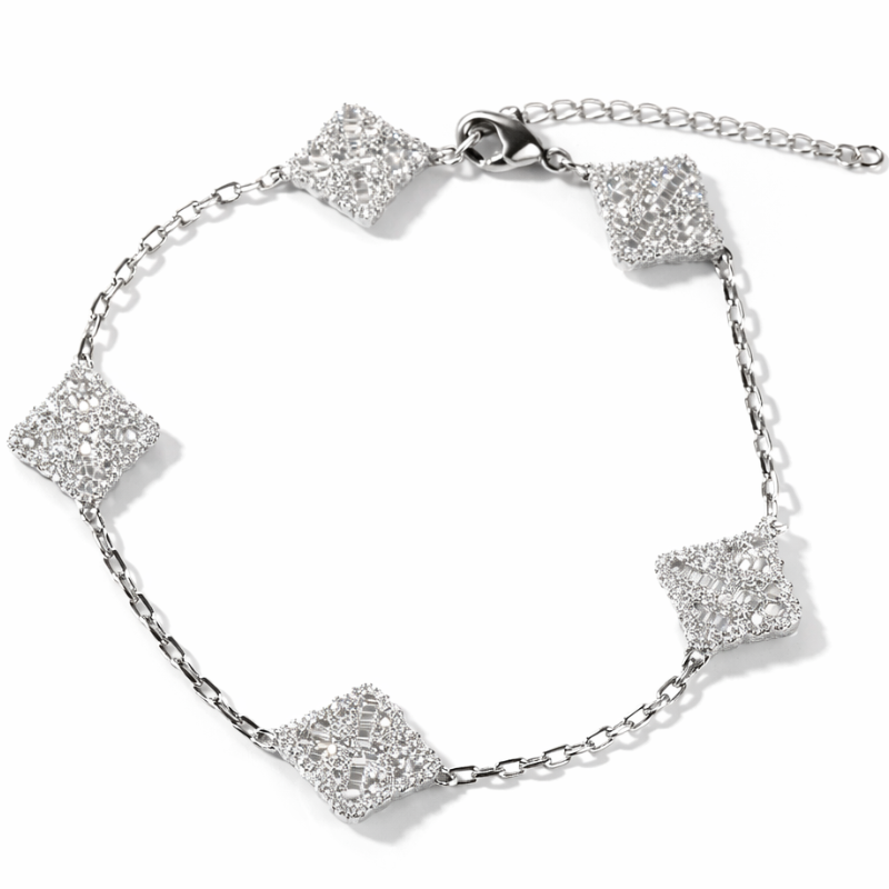 Bracelet Trèfle Diamanté : Éclat de Givre