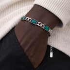 Bracelet Gourmette Argent Pierre Verte
