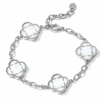 Bracelet Argent Trèfle des Oasis : Blanc