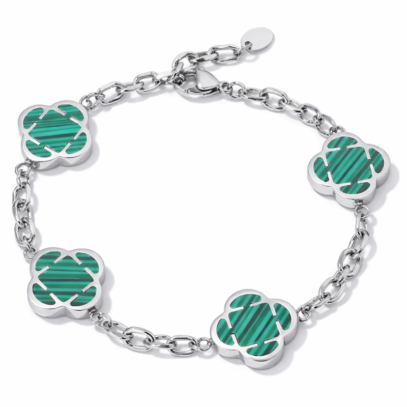 Bracelet Argent Trèfle des Oasis : Vert