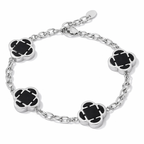 Bracelet Argent Trèfle des Oasis : Noir