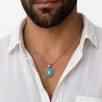 Collier Argent Mystique Pierre Onyx Turquoise
