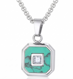 Collier Argent Mystique Pierre Onyx Turquoise